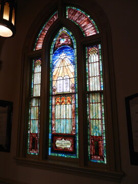Stained glass windows in a southern synagogue, March 2015