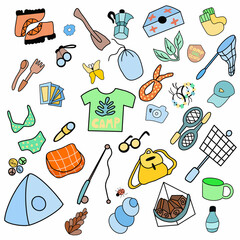 Items related to camping and travel
