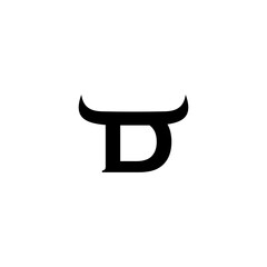 Initial letter D horn bull logo design