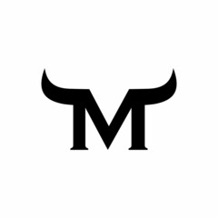 Initial letter M horn bull logo design