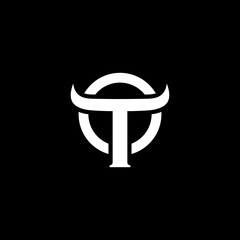 Initial letter T horn bull logo design