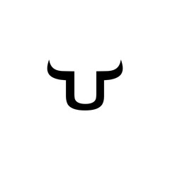 Initial letter U horn bull logo design