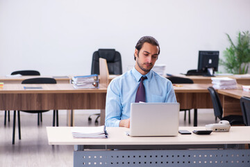 Young male employee working in the office