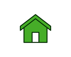 Fototapeta premium Green house flat icon. Single high quality outline symbol for web design or mobile app. House thin line signs for design logo, visit card, etc. Outline pictogram EPS10