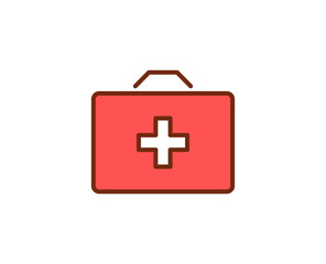 Obraz premium First aid kit flat icon. Thin line signs for design logo, visit card, etc. Single high-quality outline symbol for web design or mobile app. Medical outline pictogram.