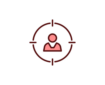 Target flat icon. Thin line signs for design logo, visit card, etc. Single high-quality outline symbol for web design or mobile app. Marketing outline pictogram. 