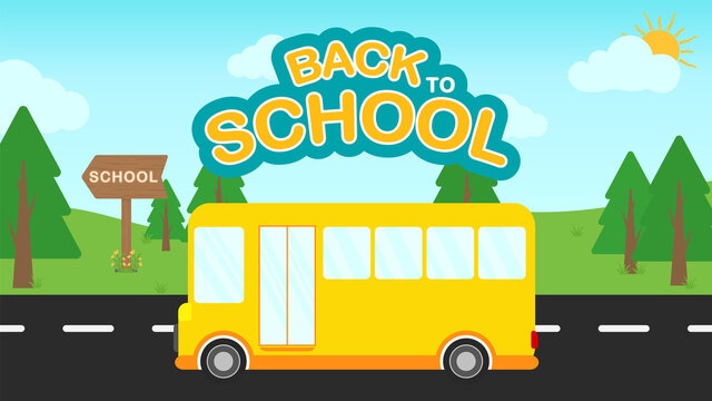 Back to school wallpaper background for banner with bus