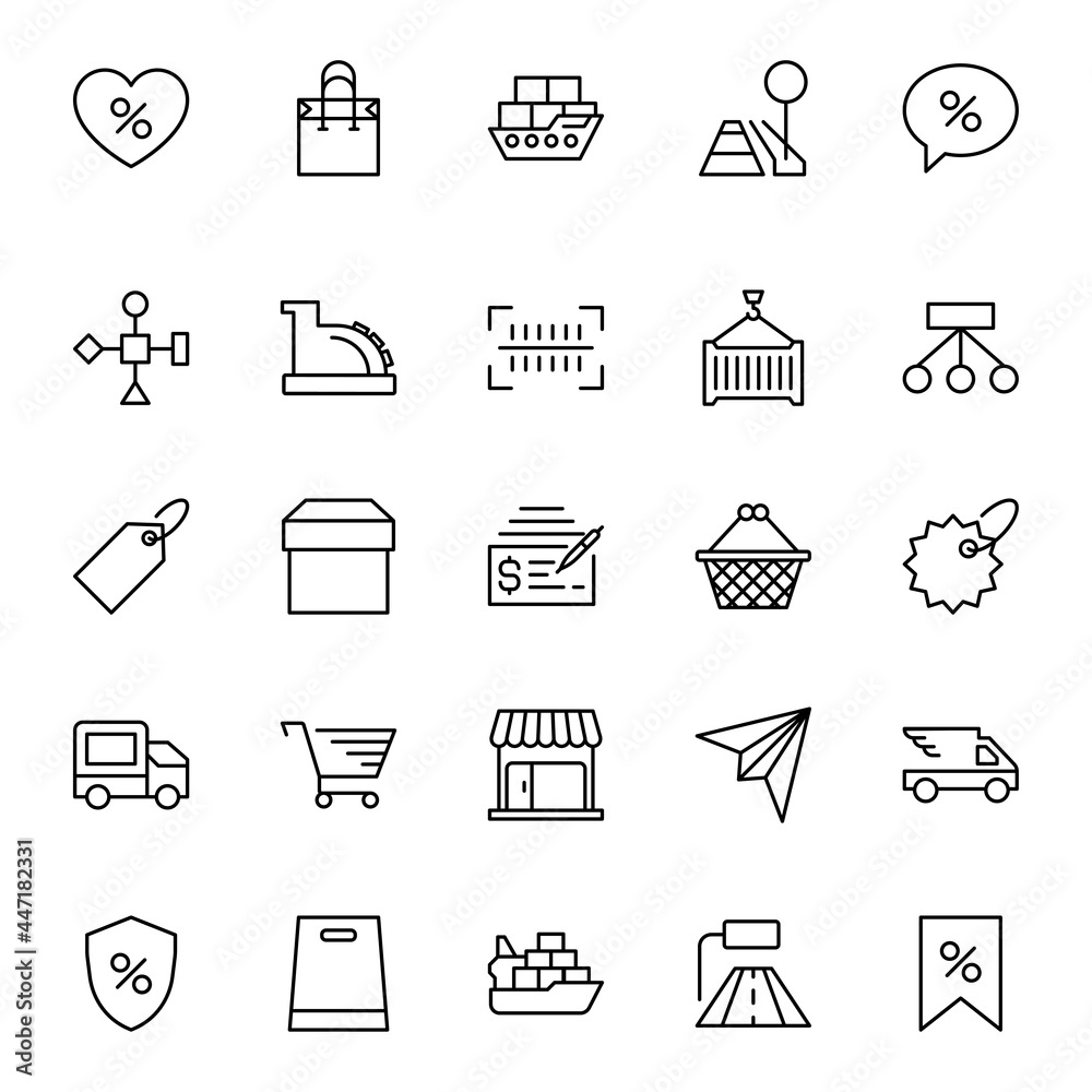 Poster Commerce line icon set.