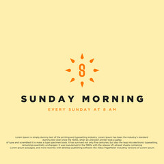 Sunday morning creative logo symbol. Letter S or number 8 in the middle of the sun. Sunday morning logo premium design for your brand or business