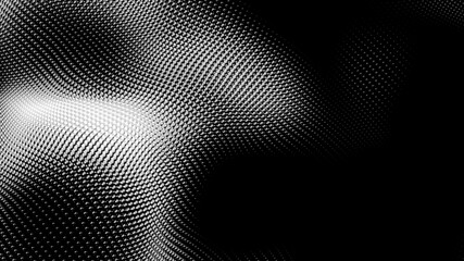 Dot white black wave technology texture background. Abstract big data digital concept. 3d rendering.