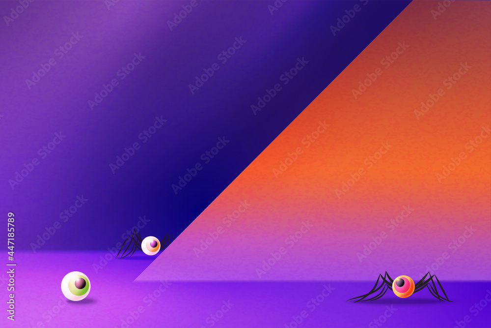 Aufkleber Halloween abstract background template design with purple product display. 3d Paper art abstract minimal geometric shape background.Vector illustration.