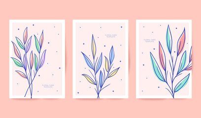 Beautiful hand drawn floral cards collection