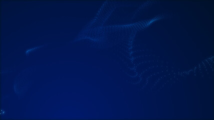 Dot blue wave light screen gradient texture background. Abstract  technology big data digital background. 3d rendering.