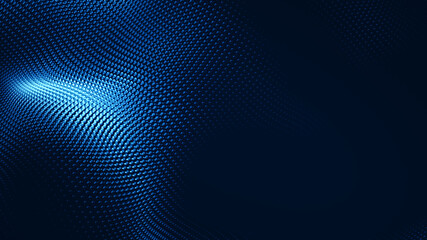 Dot white blue wave light screen gradient texture background. Abstract  technology big data digital background. 3d rendering.