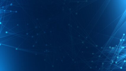 Abstract blue polygon tech network with connect technology background. Abstract dots and lines texture background. 3d rendering.