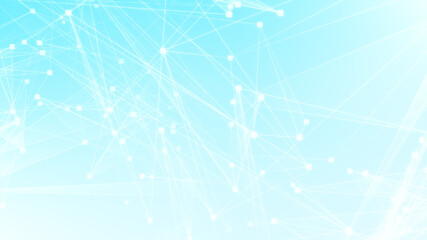 Abstract blue white polygon tech network with connect technology background. Abstract dots and lines texture background. 3d rendering.