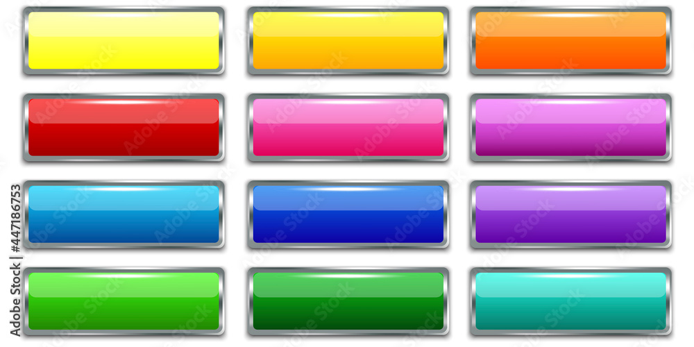 Wall mural plastic colored buttons in modern style. blank shiny colored buttons. banner web buttons. vector ill