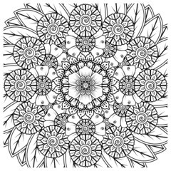 mehndi flower decorative ornament in ethnic oriental style. doodle ornament. outline hand draw.