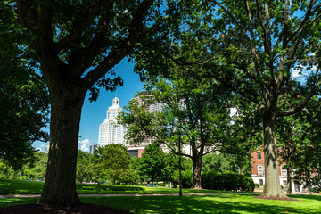 Fototapeta na wymiar View of Downtown Hartford, CT from the State Capitol Grounds