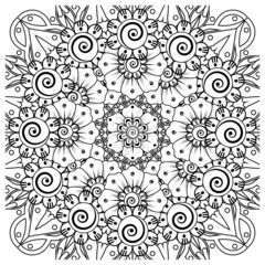 Mehndi flower for henna, mehndi, tattoo, decoration. decorative ornament in ethnic oriental style. doodle ornament. coloring book page.
