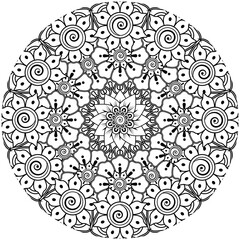 Mehndi flower for henna, mehndi, tattoo, decoration. decorative ornament in ethnic oriental style. doodle ornament. coloring book page.