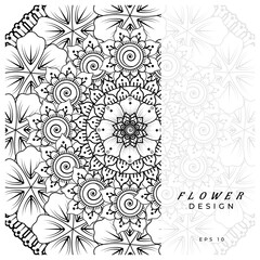 Mehndi flower for henna, mehndi, tattoo, decoration. decorative ornament in ethnic oriental style. doodle ornament. coloring book page.