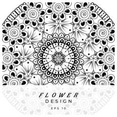 Mehndi flower for henna, mehndi, tattoo, decoration. decorative ornament in ethnic oriental style. doodle ornament. coloring book page.