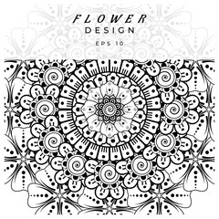 Mehndi flower for henna, mehndi, tattoo, decoration. decorative ornament in ethnic oriental style. doodle ornament. coloring book page.