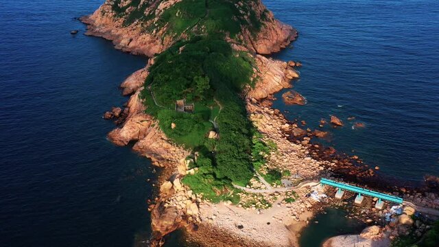 Aerial view during flyover around the Shek-O beach shore area in Hong Kong .view during flyover around the Shek-O beach shore area in Hong Kong Peninsular.
