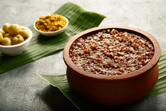 Homemade organic red rice kongee, porridge, with husk, bran, healthy vegan diet meal, 