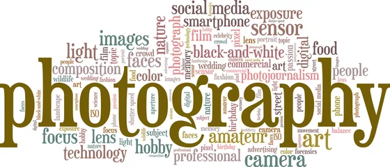 Fotobehang Photography vector illustration word cloud isolated on a white background. © Colored Lights