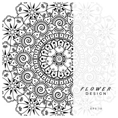 Mehndi flower for henna, mehndi, tattoo, decoration. decorative ornament in ethnic oriental style. doodle ornament. coloring book page.