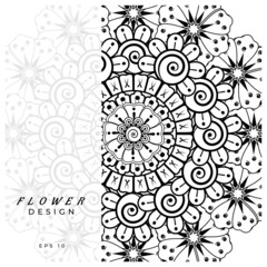 Mehndi flower for henna, mehndi, tattoo, decoration. decorative ornament in ethnic oriental style. doodle ornament. coloring book page.