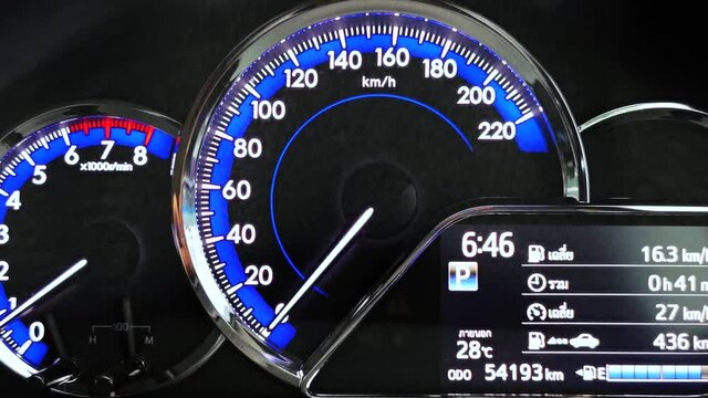 Focus, emergency light arrow, human car, flashing, to indicate that the car is broken, parked on the side of the road,or there is an accident ahead.