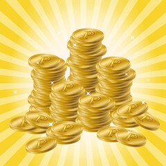 山積みになったポイントコインのイメージ素材