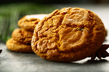 Homemade spicy cookies- traditional recipes background. 