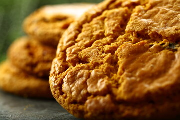 Homemade spicy cookies- traditional recipes background. 