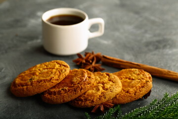 Fresh baked cookies served with organic black coffee.