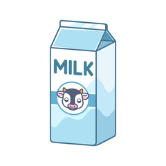 Tall vanilla cow's milk carton clipart element. Cute simple flat vector illustration design. 
Vanilla flavor dairy drink print, sign, symbol.