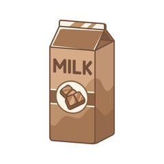 Tall chocolate milk carton clipart element. Cute simple flat vector illustration design. Cacao cocoa flavor dairy drink print, sign, symbol.