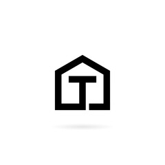 home letter t logo design