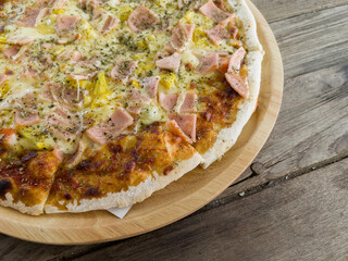 Hawaiian pizza homemade from charcoal oven