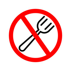 single fork icon vector illustration with red line prohibition.