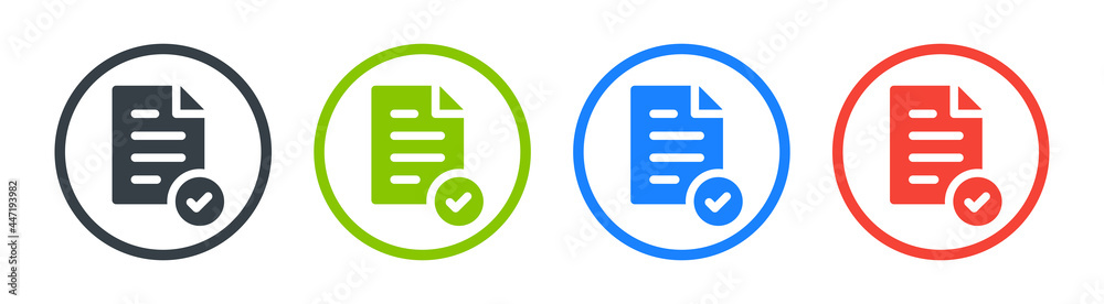 Poster approved document icon. concept of agreement or contract symbol with checkmark, accepted or certifie