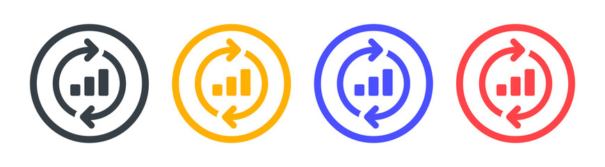 Analysis synchronization icon. Vector illustration