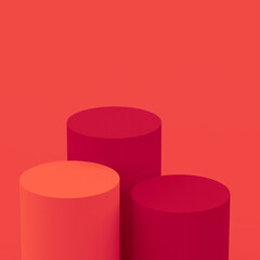 Abstract 3d  red orange colors cylinder podium minimal studio background.