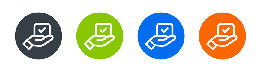 Hand holding checkbox icon. Support concept. Vector illustration