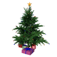 Christmas tree 6- Front view white background 3D Rendering Ilustracion 3D