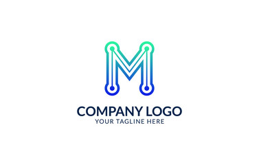 Creative M Letter Logo Template. M Letter Technology Logo Design.