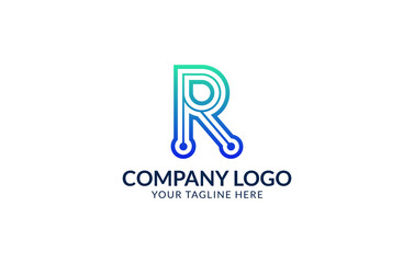 Creative R Letter Logo Template. R Letter Technology Logo Design.